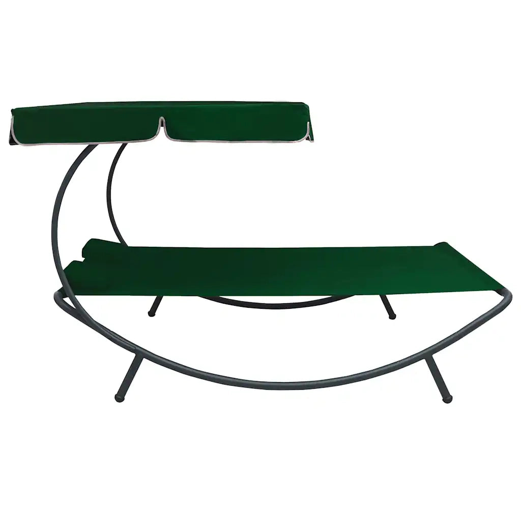 Lettino Prendisole | Sdraio da giardino | Lettino da sole con Baldacchino e Cuscini Verde