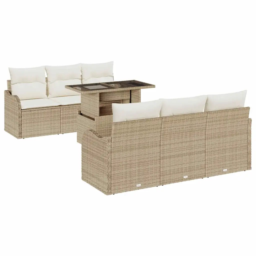 Set Divano da Giardino 7 pcs Beige Rattan in Polipropilene 3357124