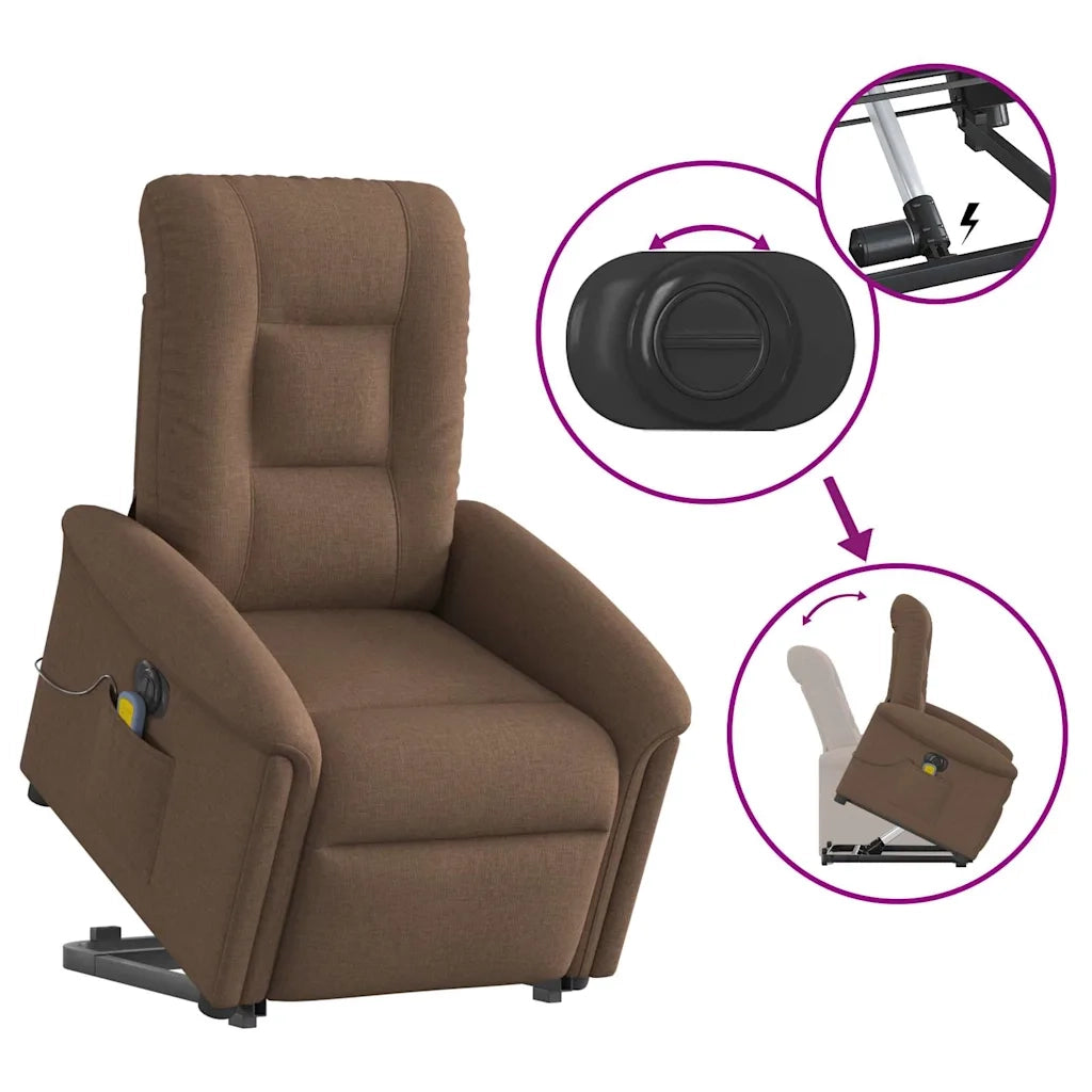 Poltrona Alzapersona Massaggiante Elettrica Marrone Tessuto 3303288