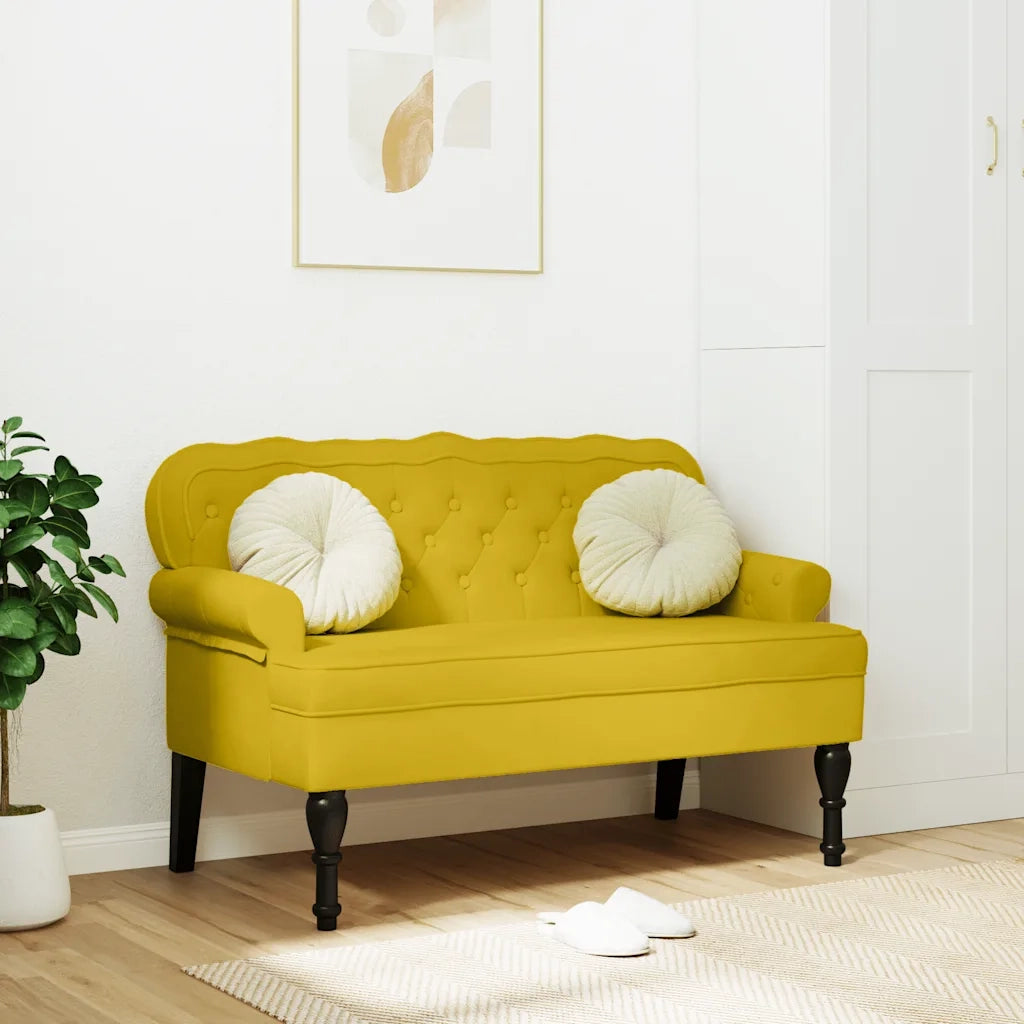 Panca con Schienale Gialla 119,5x64,5x75 cm in Velluto 372162