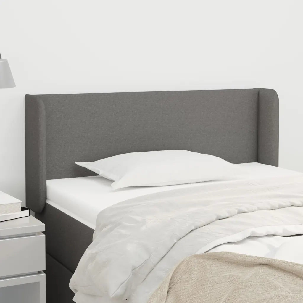 Testiera ad Orecchio-Testata con Orecchie Grigio Scuro 103x16x78/88 cm in Tessuto 323714