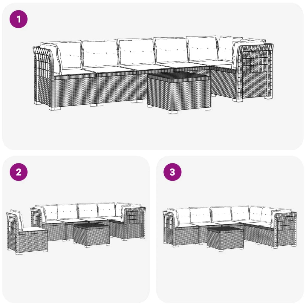 Divano da Giardino 6 Posti con Cuscini Aspetto Rattan PP 3444127