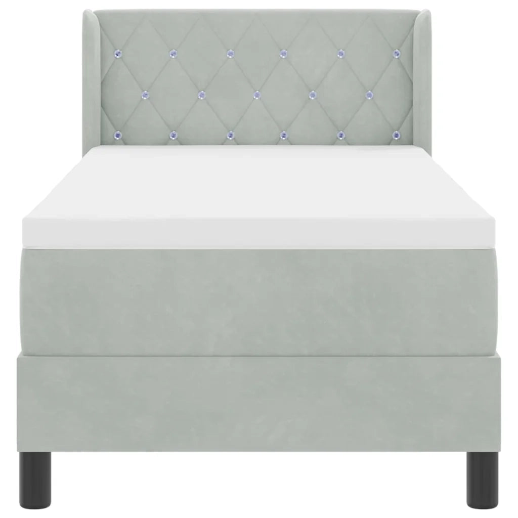 Letto a molle con testiera Grigio chiaro 200 x 80 cm Velluto 3341384