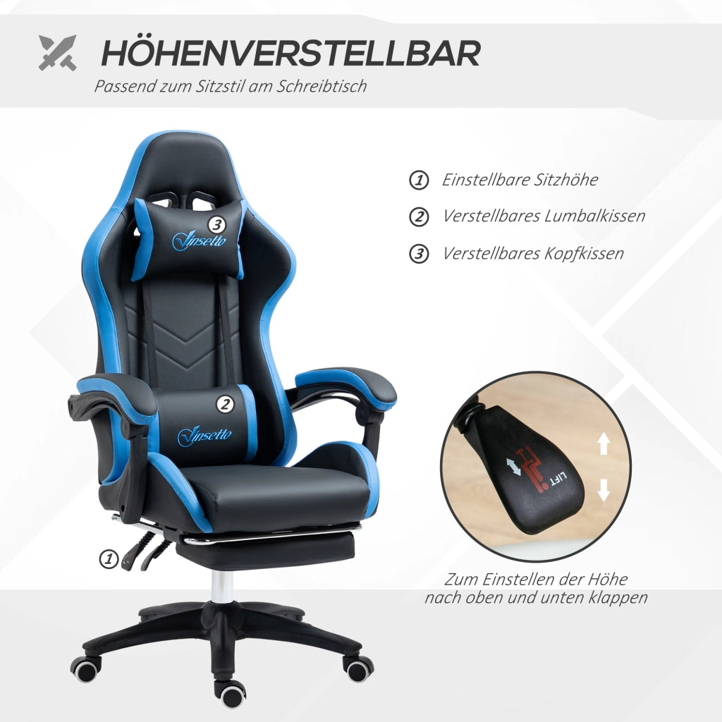 Sedia da Ufficio Gaming ¨C Zephmum ¨C Blu e Nero con Schienale e Supporto Lombare