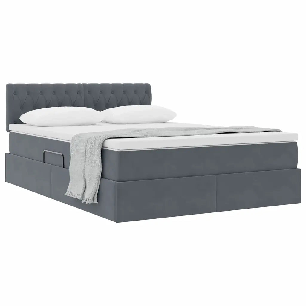 Letto con Contenitore Grigio scuro 140 x 190 cm Velluto 3370816