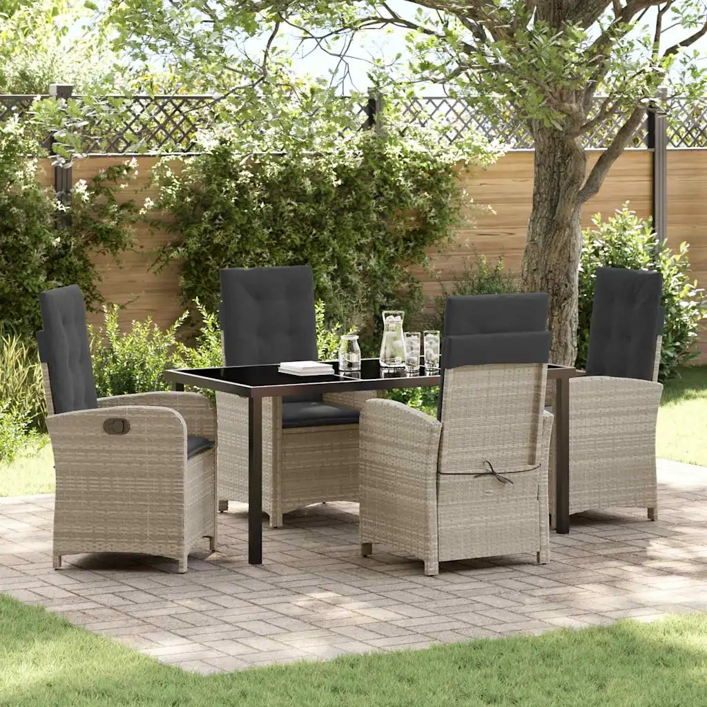 Set da Pranzo per Giardino 5 pcs Grigio chiaro polyrattan