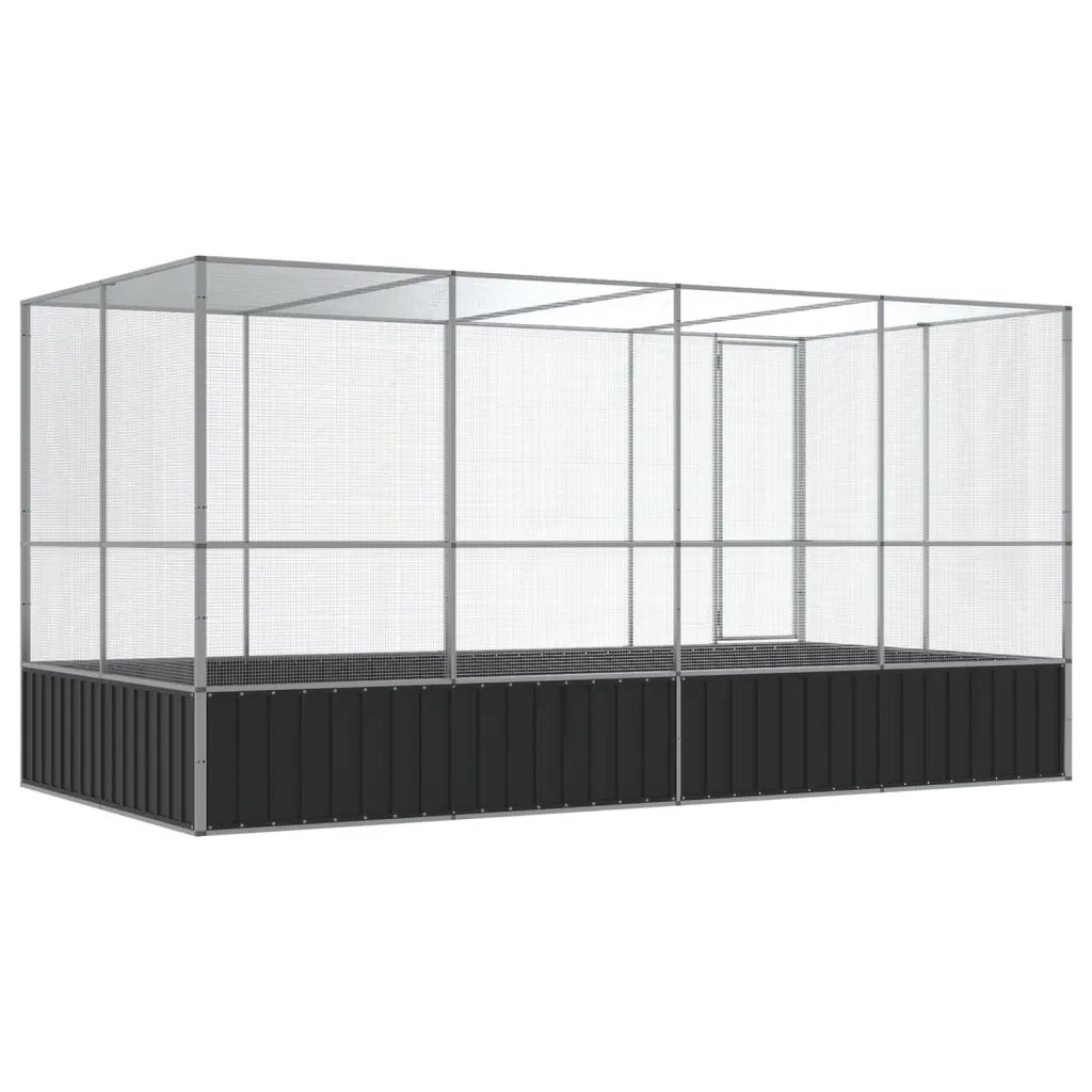 Voliera con Estensione Argento 418x207x212 cm Acciaio