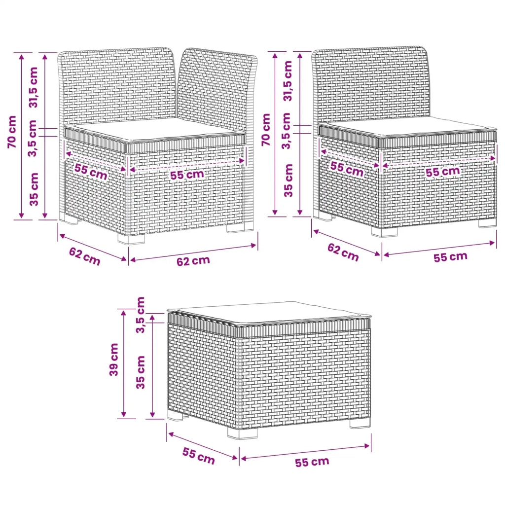 Divano da giardino 4 posti con cuscini aspetto rattan PP 3443929