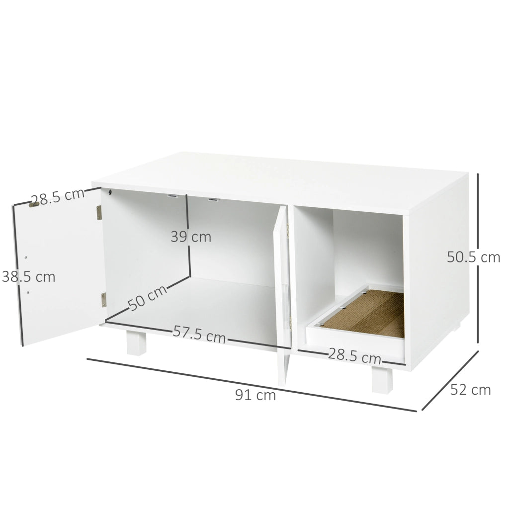Mobile per Lettiera Gatti in Legno con 2 Ante ¨C Minimal ¨C Bianco