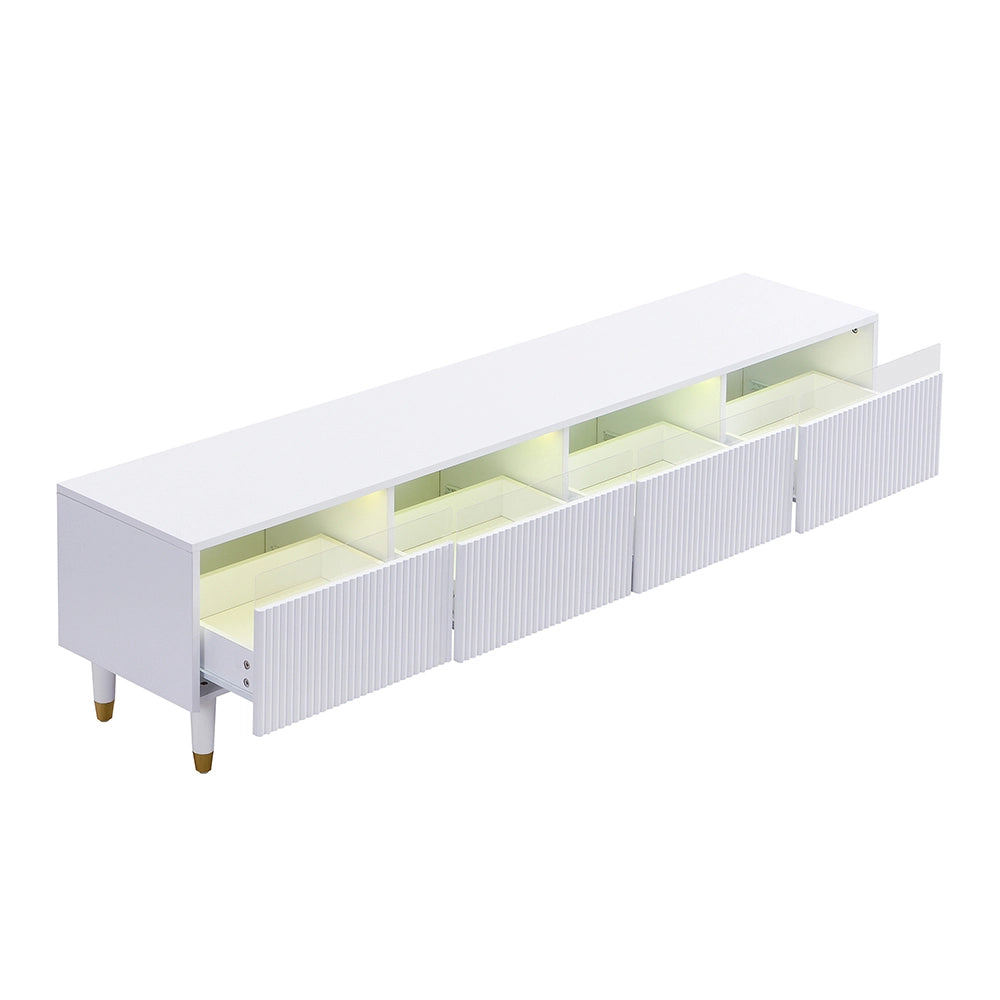 Mobile TV moderno - Xylo - 178cm bianco 4 cassetti MDF/acrilico