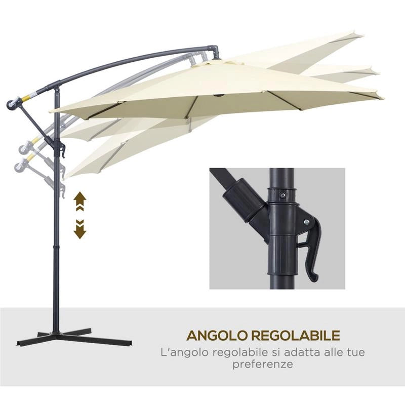 OMBRELLONE PARASOLE DA GIARDINO TONDO DA 300 CM COLORE BEIGE