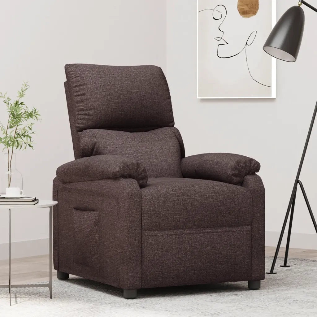 Poltrona Reclinabile Marrone Scuro in Tessuto 342455