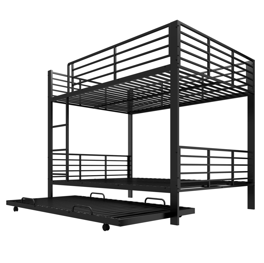 Letto a castello in metallo 140x200 cm con letto estraibile; nero