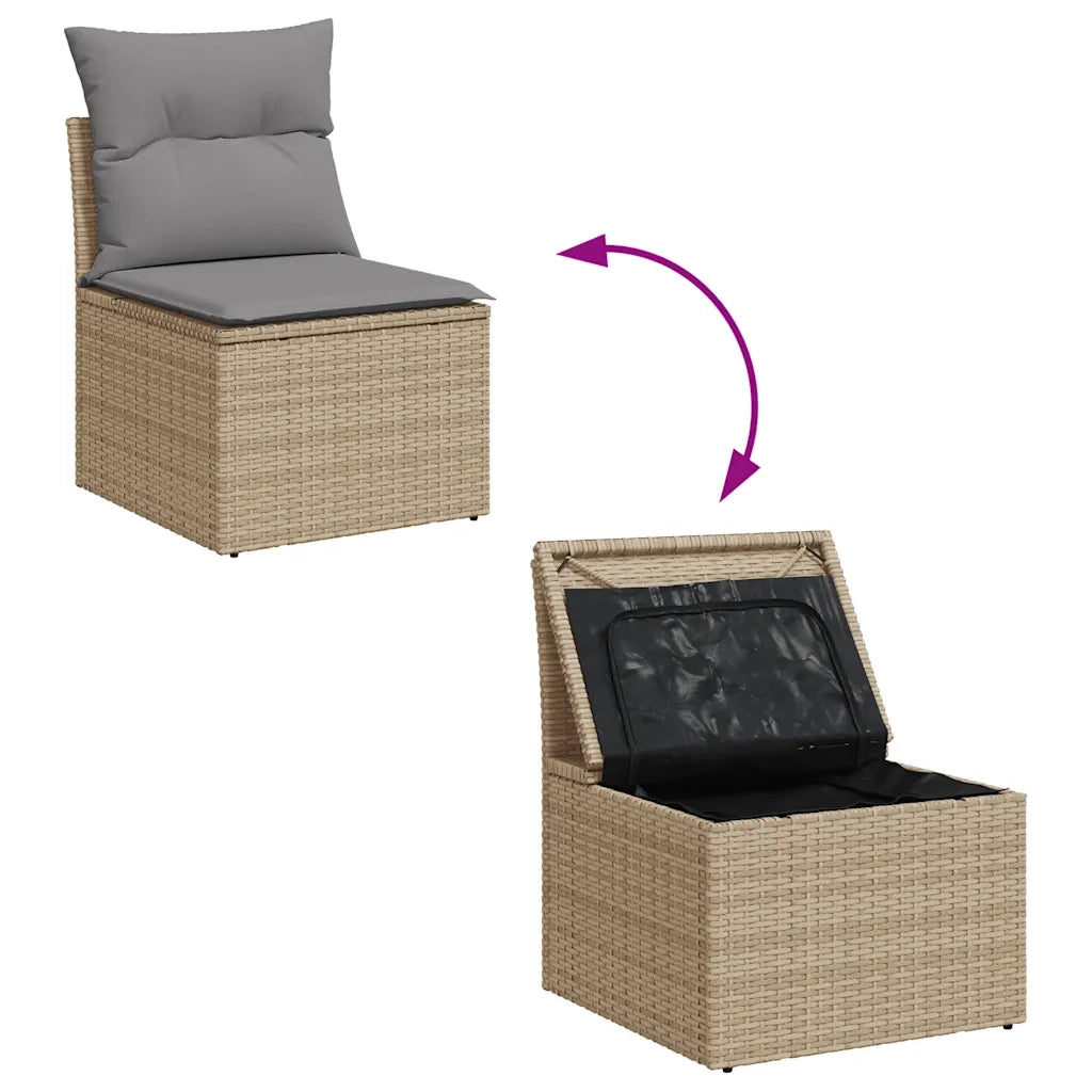 Set Divano da Giardino 5 pz con Cuscini Beige in Polyrattan 3327146
