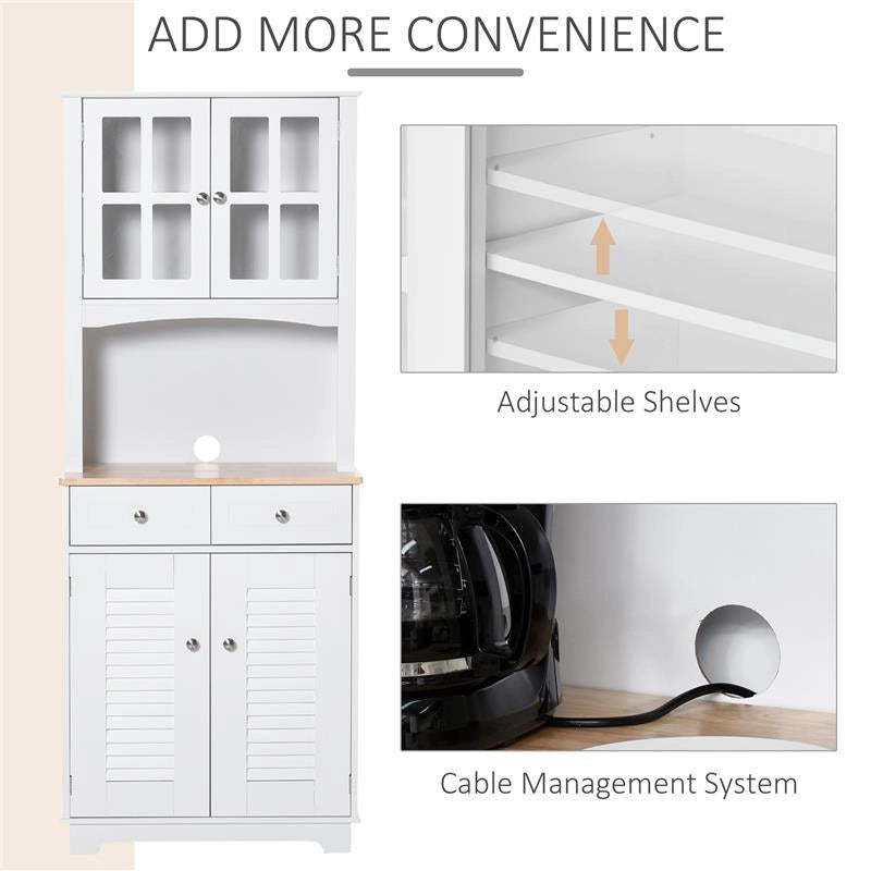 CREDENZA ALTA PER CUCINA MOBILE BUFFET IN LEGNO BIANCO