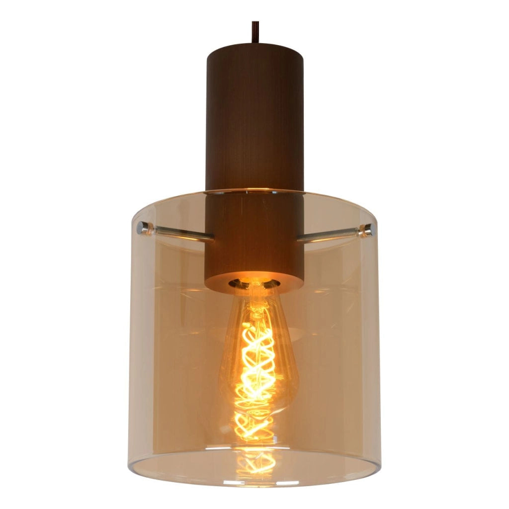 Lampadario Lucide Toledo 3 luci E27 40W bronzo vetro
