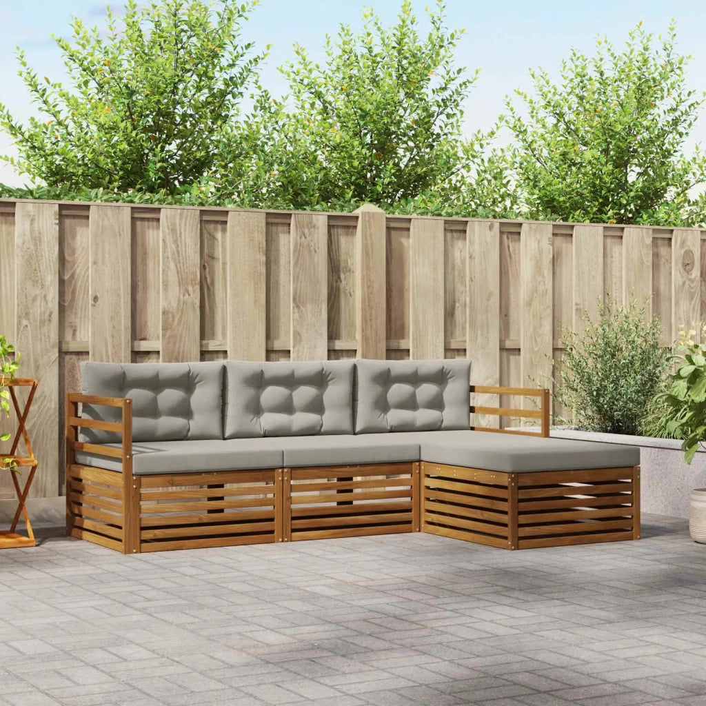 Set di divani da esterno 4 pcs Grigio Naturale e Chiaro 3373241