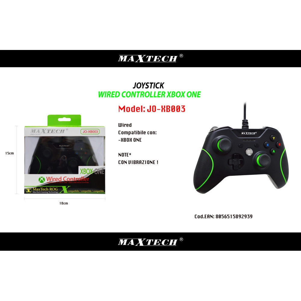 Trade Shop - Joystick Joypad Controller Nero Per Xbox One Con Cavo Filo Usb Compatibile -