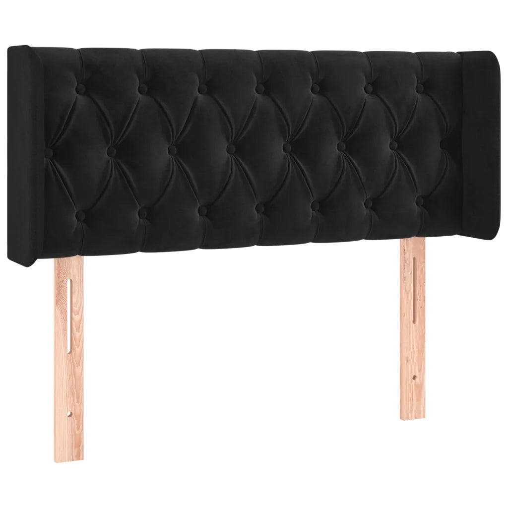 Testiera | Testata ad Orecchio Nera 103x16x78/88 cm in Velluto
