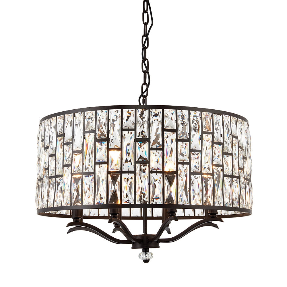 Lampadario Belle cristallo K5 bronzo scuro 8xE14 Endon