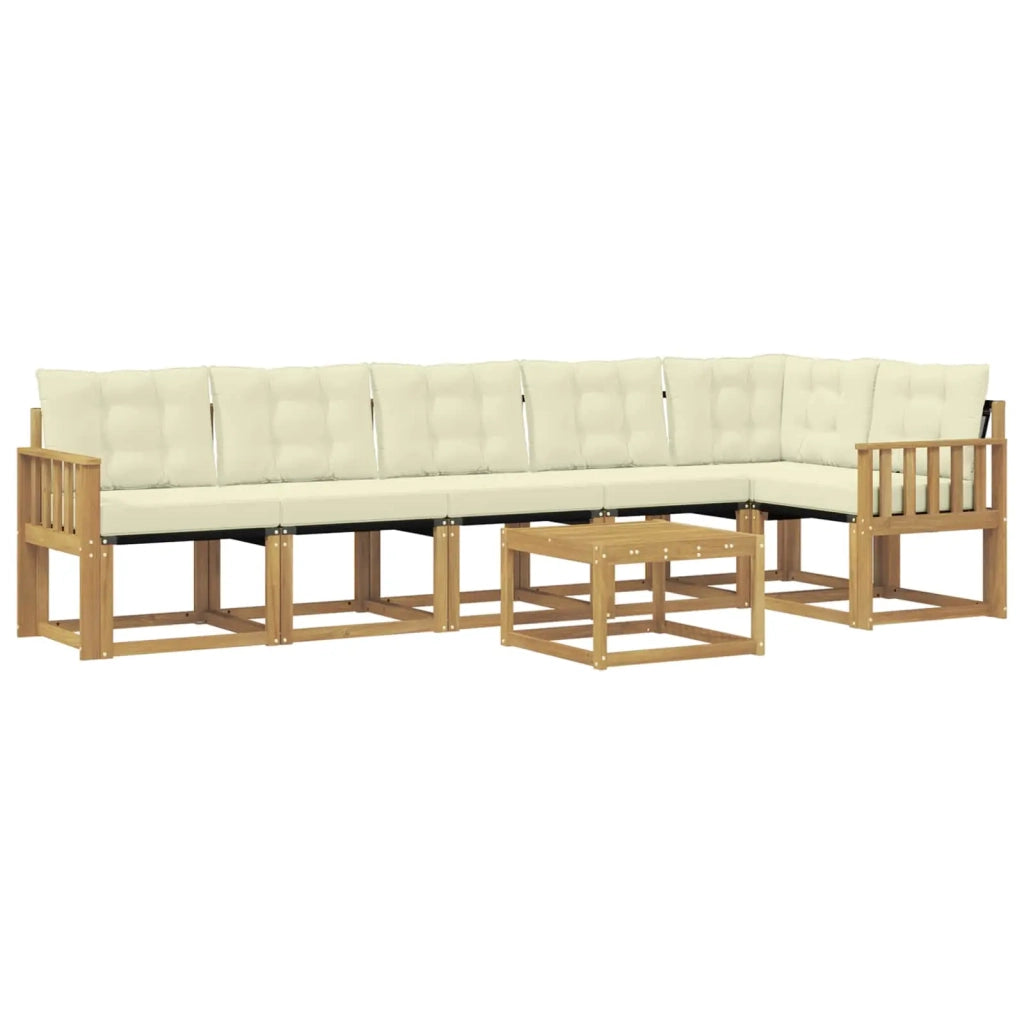 Set di divani da esterno 7 pz Bianco e Crema 3389544