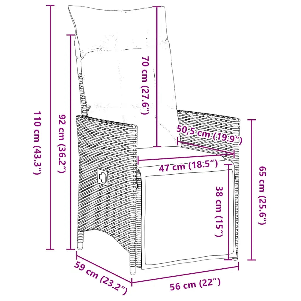 Set da Pranzo per Giardino con cuscino 5 pcs Grigio polyrattan 3379578