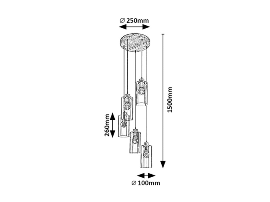 Lampadario Rabalux Tanno 5 luci E27 rovere fumé moderno
