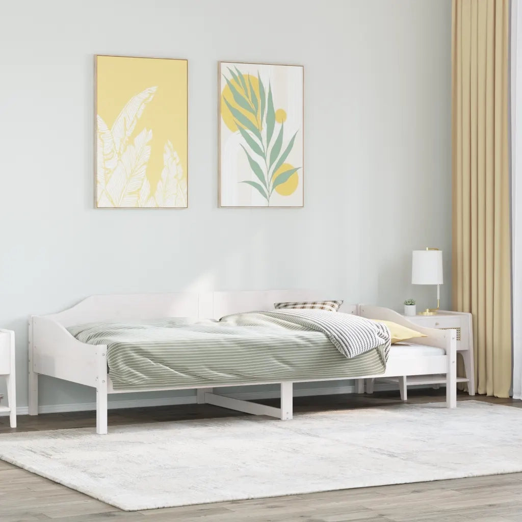 Letto senza Materasso-Struttura Letto Bianco 90x190 cm in Legno Massello Pino 938001
