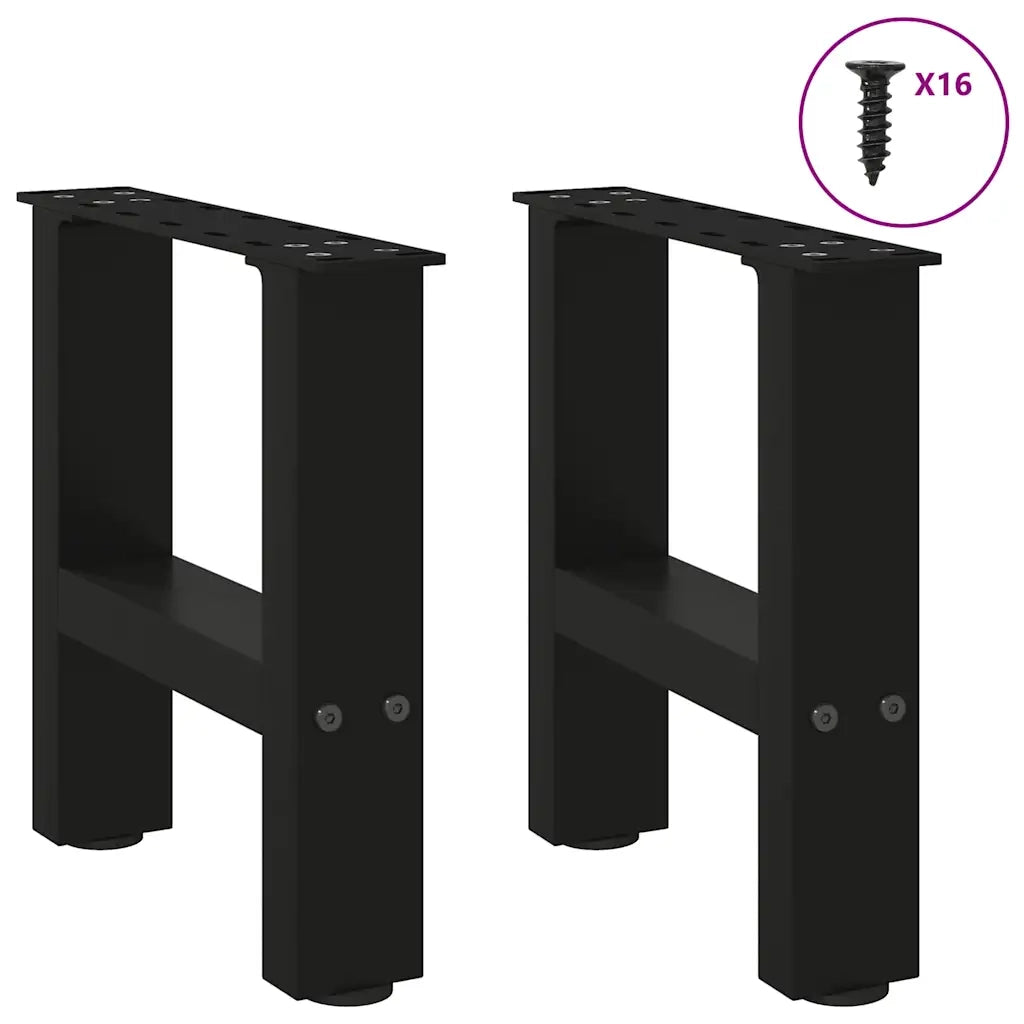 Gambe per Tavolino da Caff¨¨ Nere 2 pz | Piede del tavolo 30x(30-31) cm Acciaio