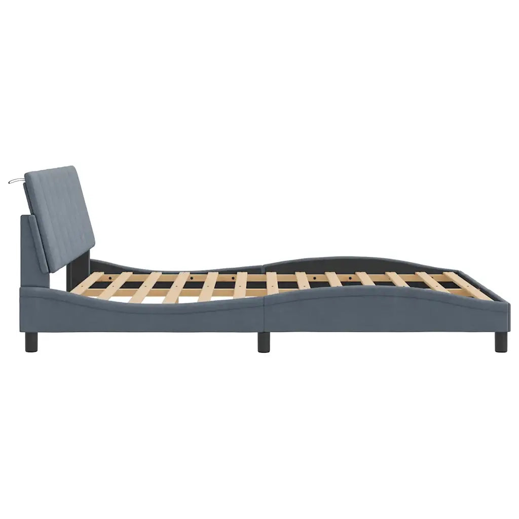 Letto matrimoniale | Letto per adulti | Giroletto senza Materasso Hanko Grigio Scuro 160x200 cm Velluto