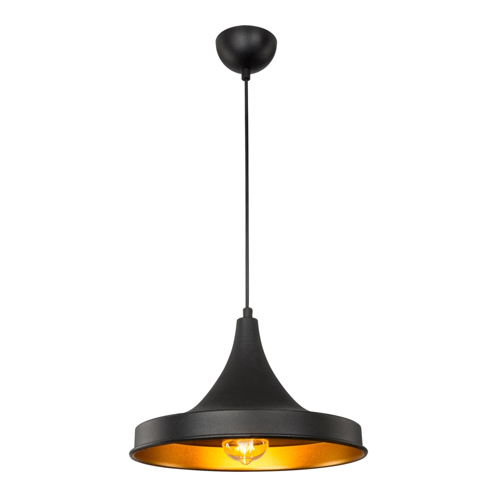 Lampada a Sospensione 'Bamber Bridge' con Paralume in Metallo - Nero/Ottone [lux.pro]