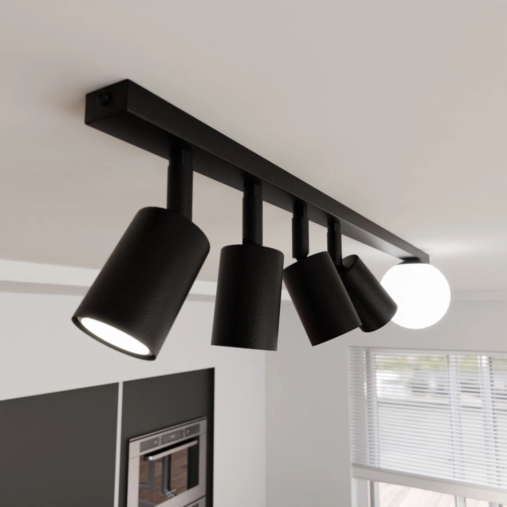 Plafoniera Emibig BASTER nera 90cm 5 luci 4xGU10+E14