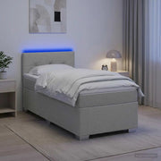 Letto con Box Spring, Materasso e LED Grigio Chiaro 90 x 200 cm 3451854