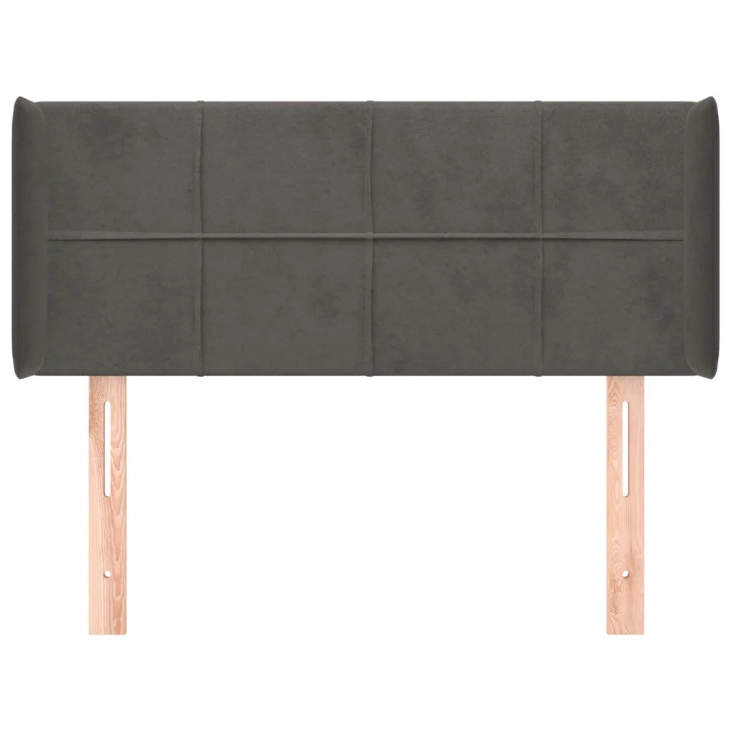 Testiera ad Orecchio-Testata con Orecchie Grigio Scuro 103x16x78/88 cm in Velluto 152802