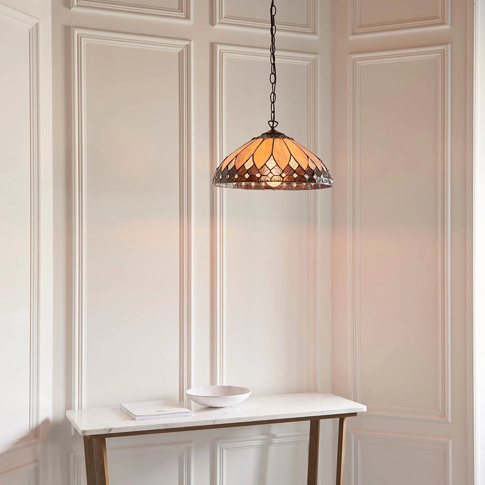 Lampada a sospensione BROOKLYN Tiffany vetro multicolor E27 60W