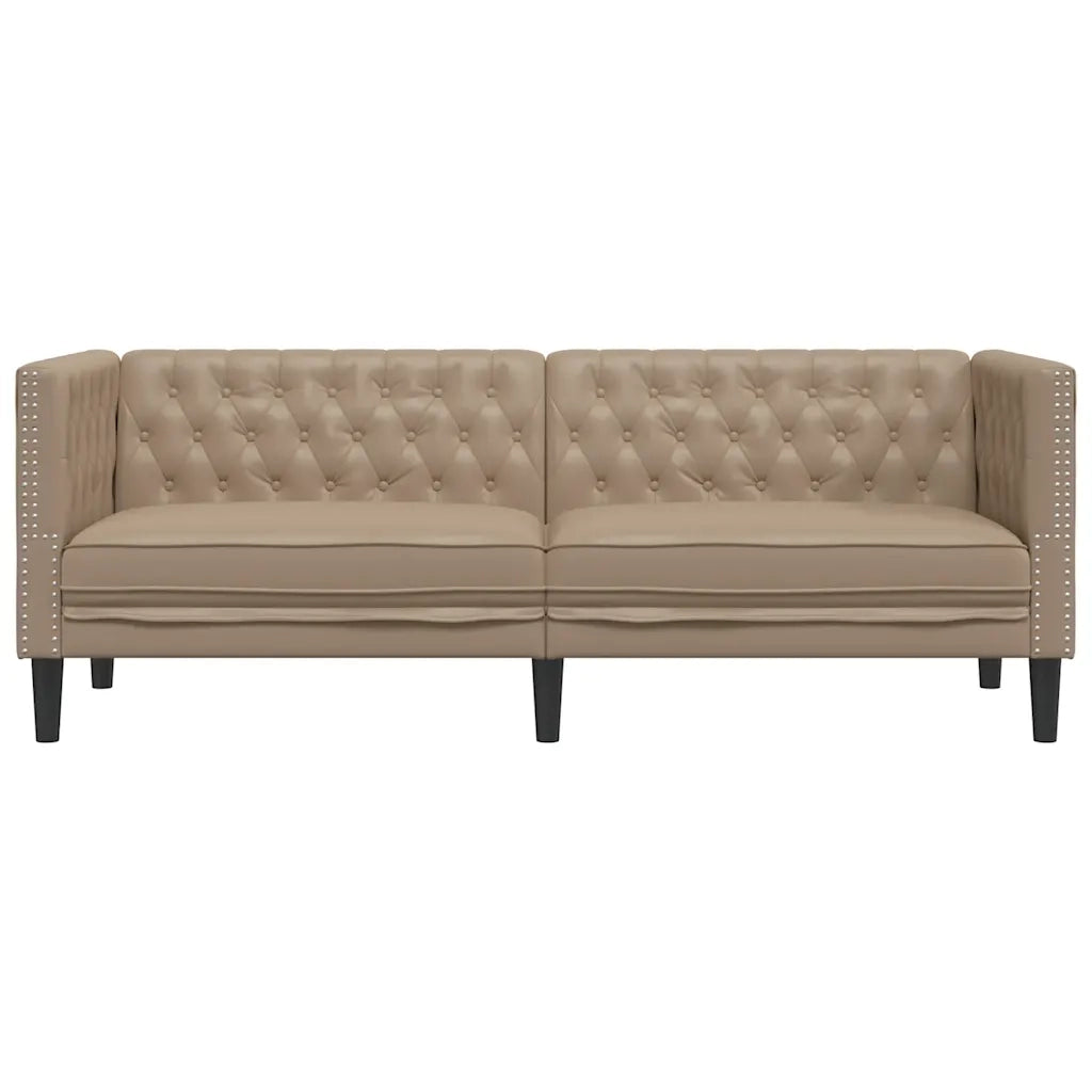 Poltrona Chesterfield a 3 Posti Cappuccino in Similpelle 372671