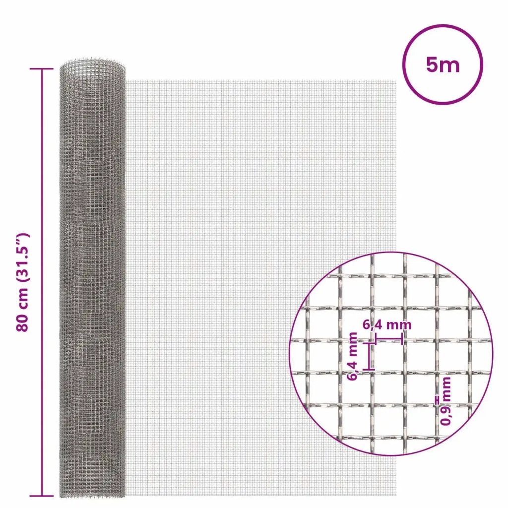 Rete per schermatura 80 x 500 cm 3 Mesh Argento 42039636