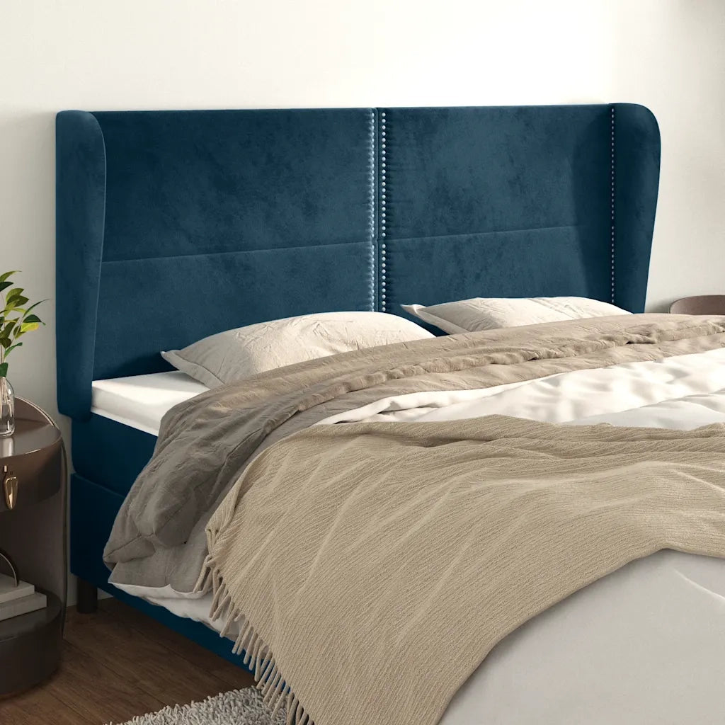 Testiera ad Orecchio Blu Scuro 203x23x118/128 cm in Velluto 3117886
