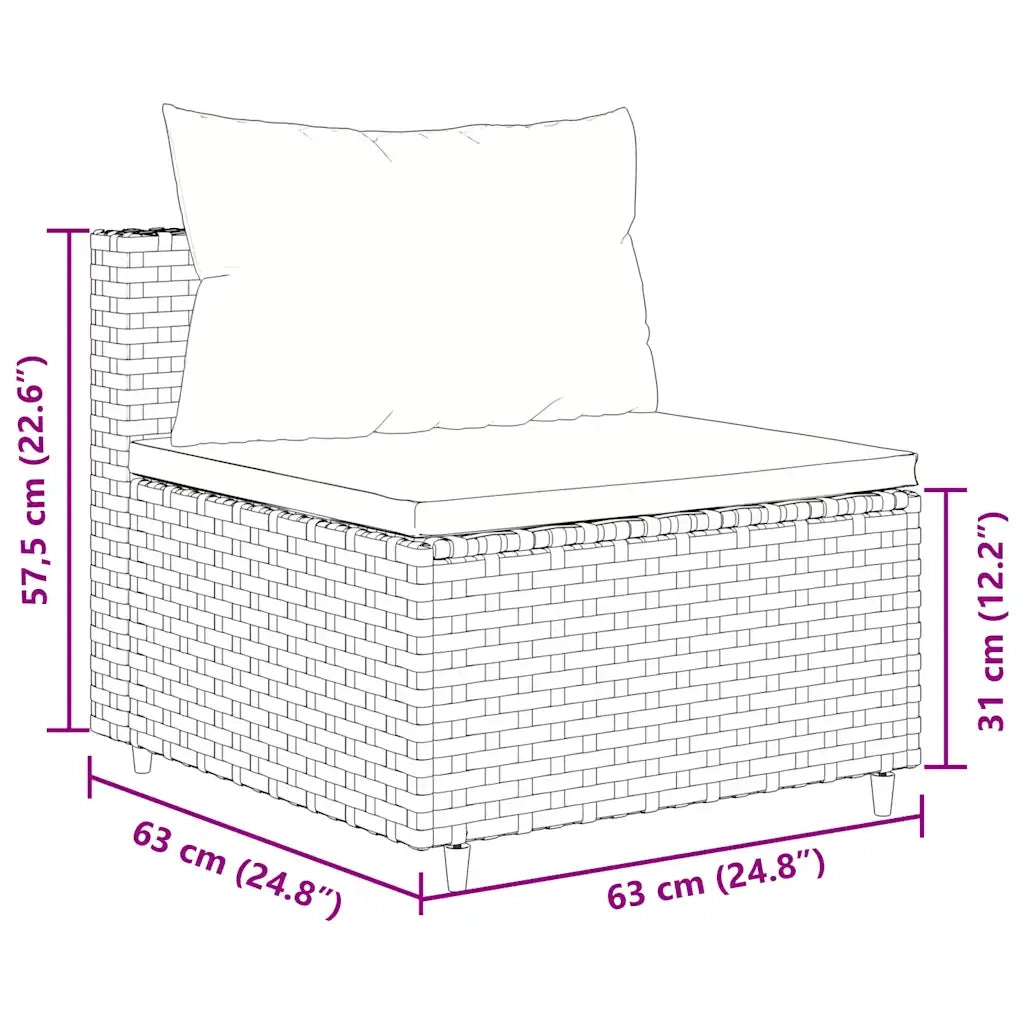 Set Divani da Giardino 4 pz con Cuscini Nero in Polyrattan 3308075