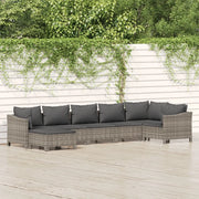 Set Divani da Giardino 7 pz con Cuscini in Polyrattan Grigio 3187293