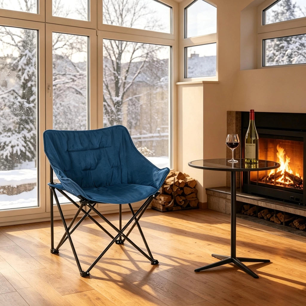 SEDIA Pieghevole Imbottita 65 x 73,5 x 44,5 cm Nero/Blu
