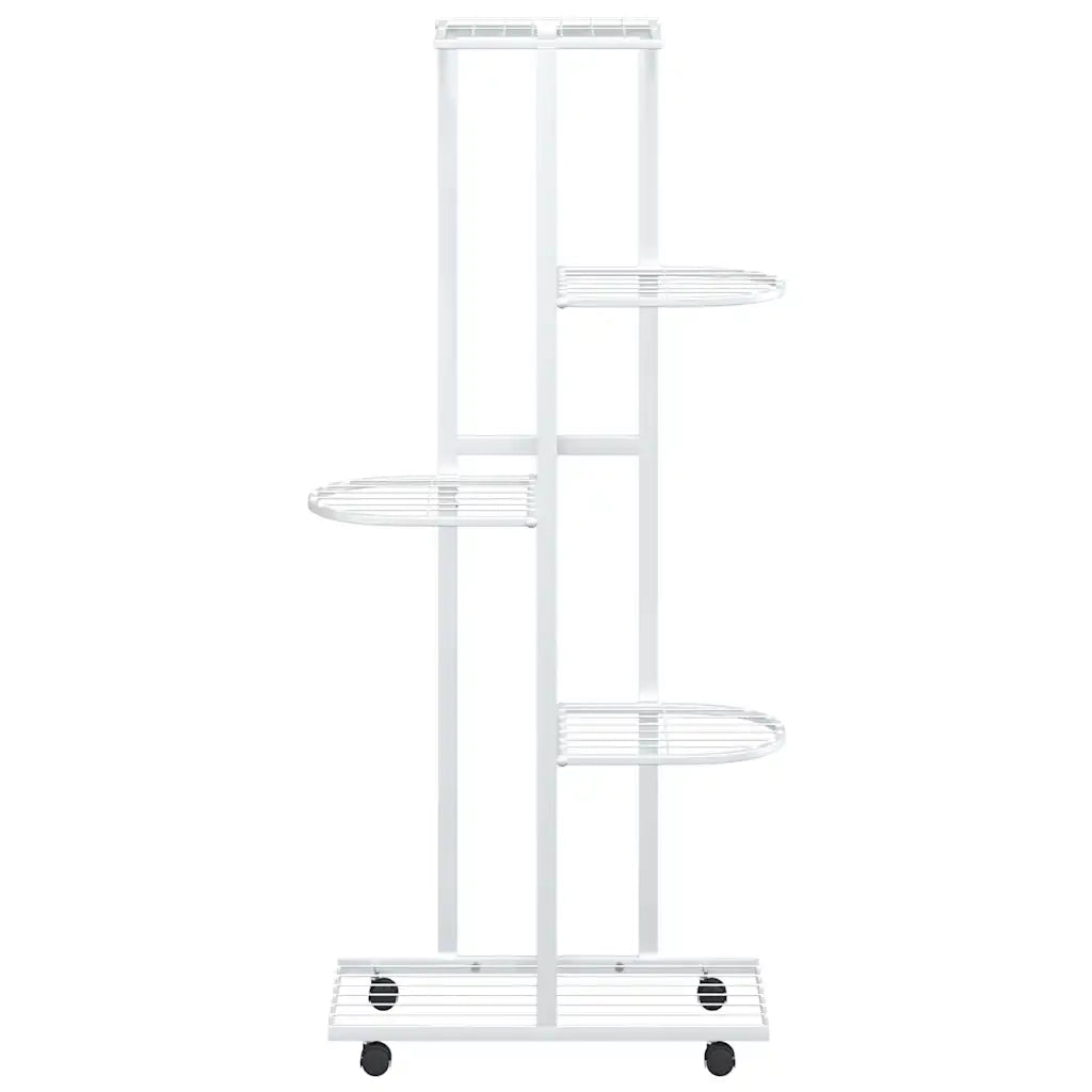 Fioriera a 5 Piani con Ruote 44x23x100 cm Ferro Bianco cod mxl 68139