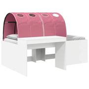 Letto alto per Bambini | Letto Infantile | Lettino con scrivania Bianco e Rosa