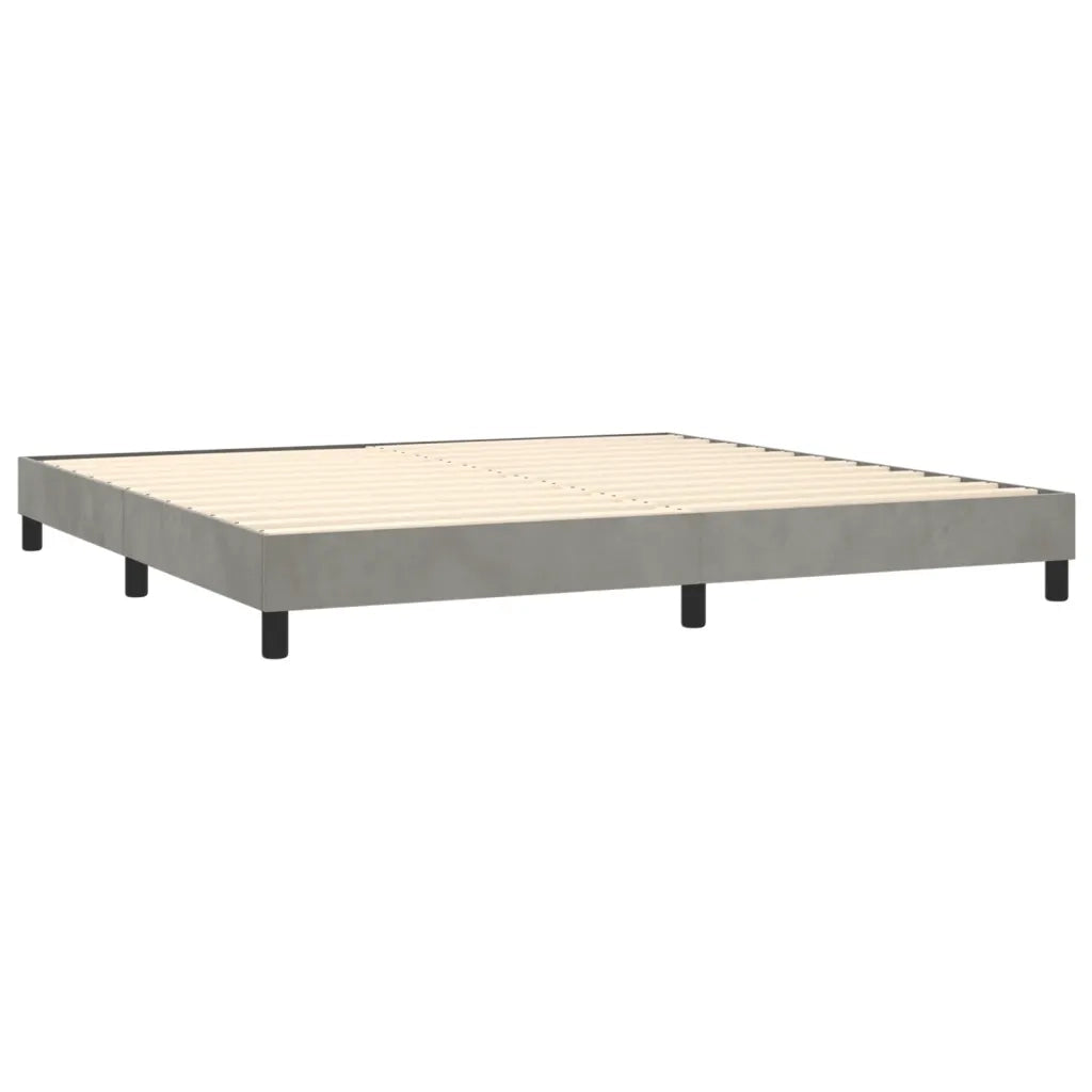 Letto a Molle con Materasso e LED Grigio Chiaro 200x200 cm Velluto