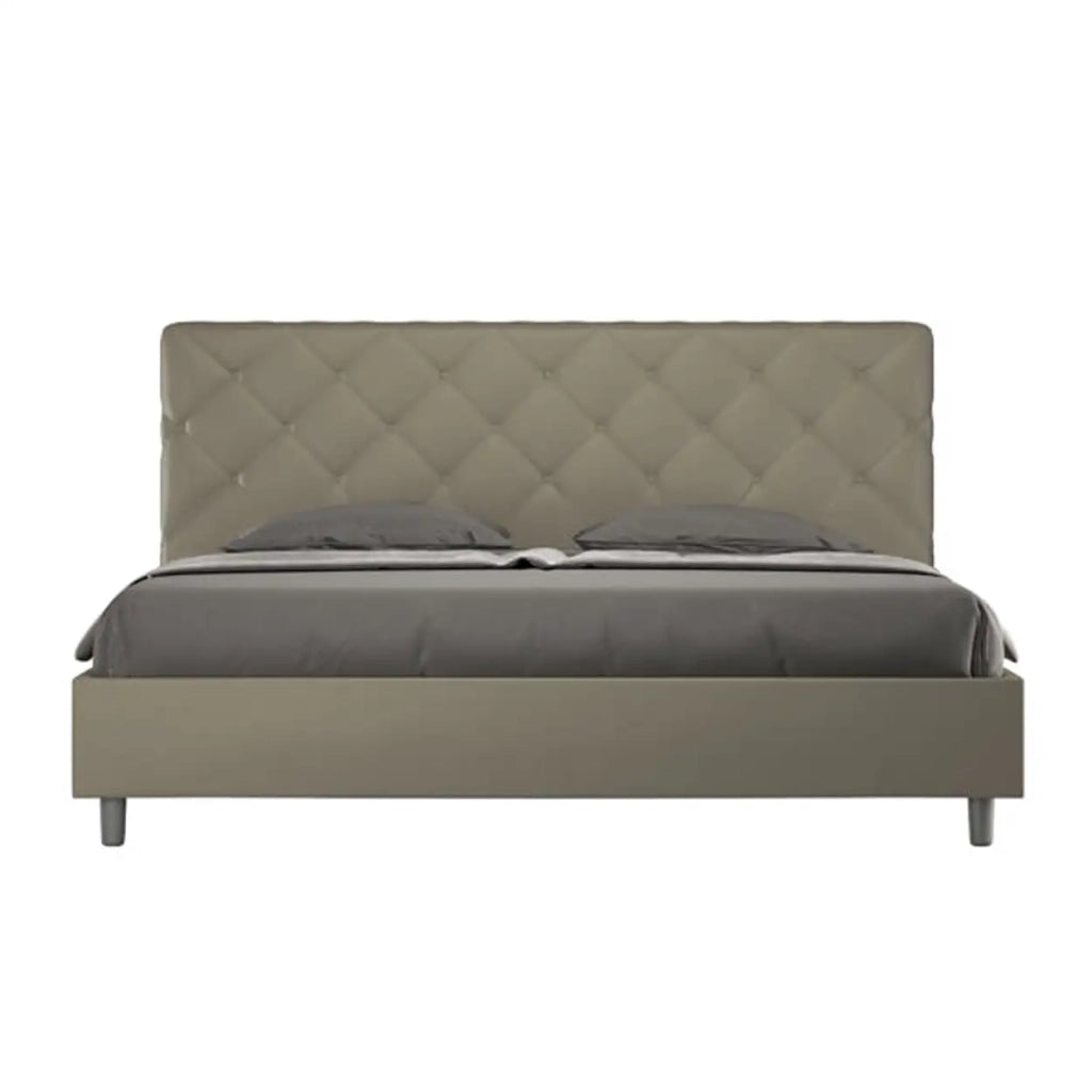 Letto senza rete imbottito 180x210 similpelle cappuccino Priya