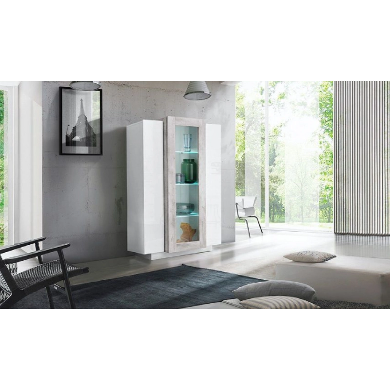 Vetrina Coro – Bianco e Cemento – 80x120x38