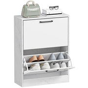 Scarpiera Slim 2 Ante Effetto Marmo ¨C Xylo ¨C Bianco Lucido 8 Paia 60x24x80 cm