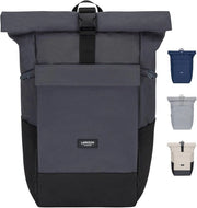 Borsa da viaggio per uomo e donna Nero grigio - Nr. 4 Grande - Borsa da viaggio rolltop 21 L con tasca per laptop 16 pollici per università, lavoro e bicicletta - Grande valigia con ruote per trascinamento