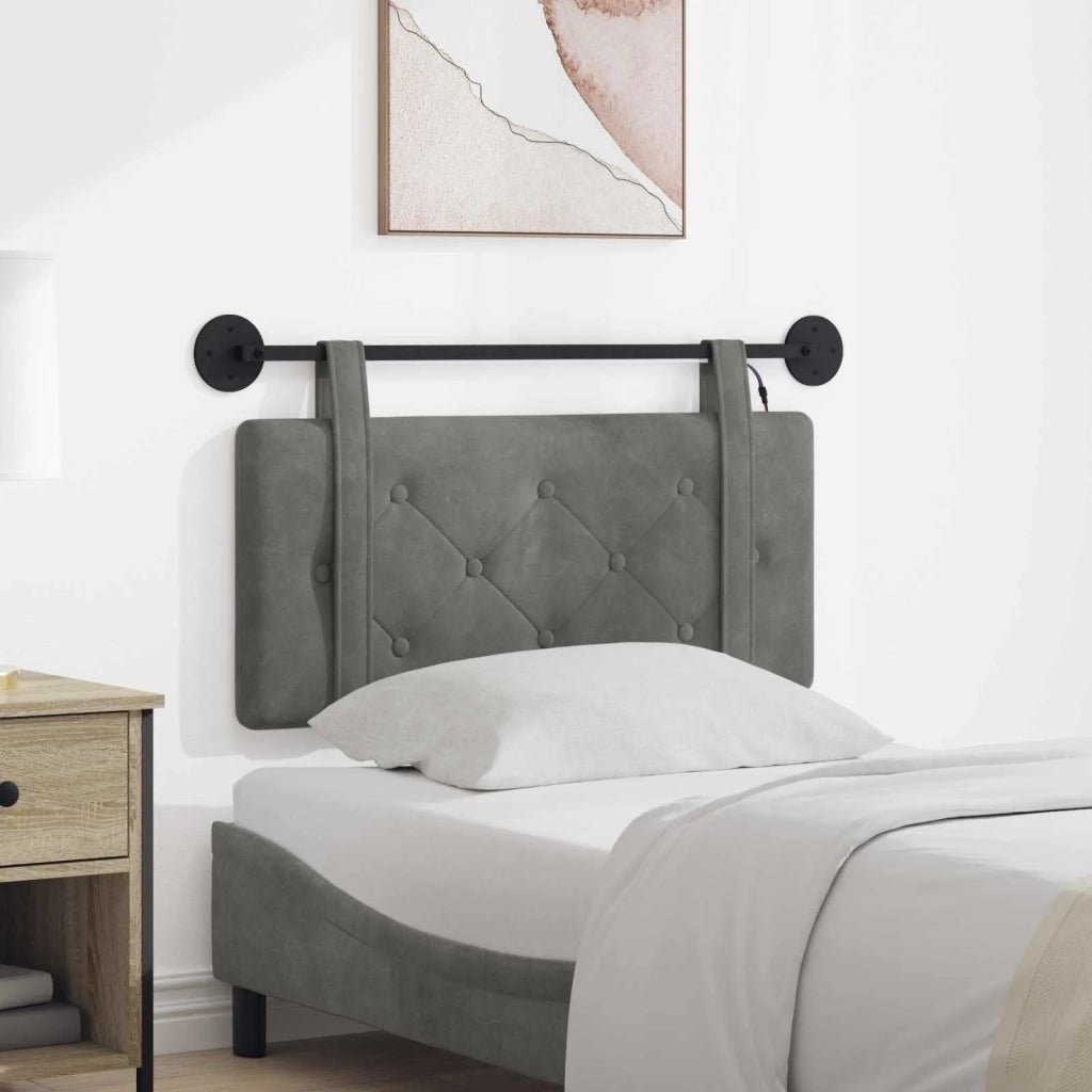 Testiera sospesa Con luce LED Grigio Scuro Velluto 3424084