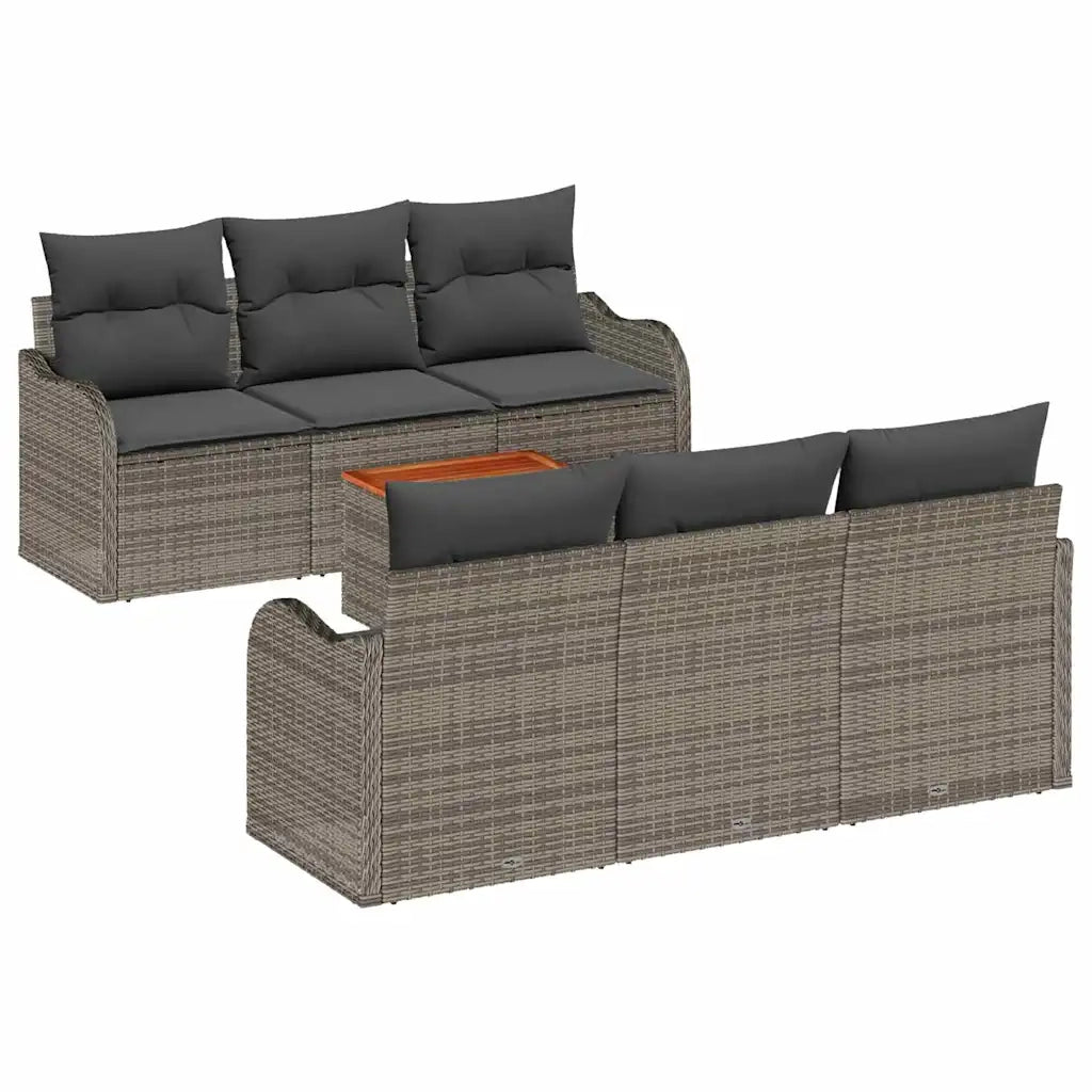 Set Divano da Giardino 7 pcs Grigio polyrattan